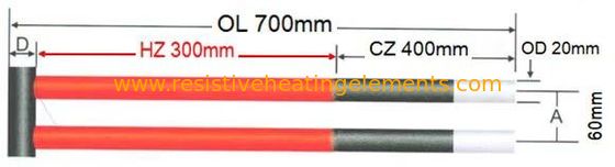 1600C Ultra Tinggi Suhu Pemanasan Elemen U berbentuk Silicon Karbida Rod